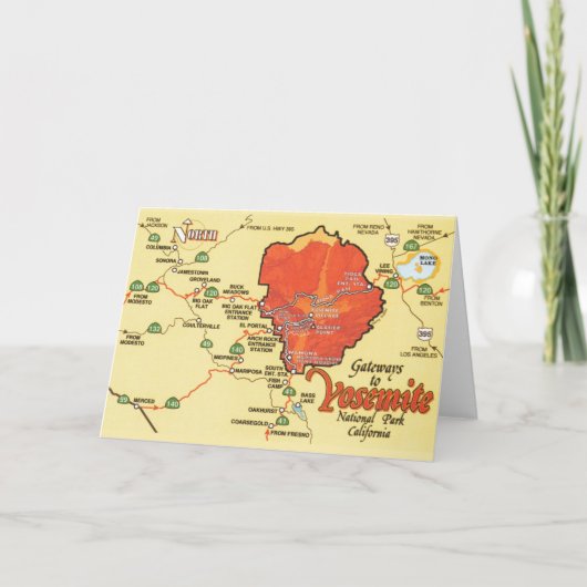 Yosemite National Park, Kalifornien Karte (Vorderseite)