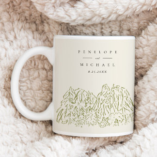 Yosemite National Park Line Art Hochzeit Kaffeetasse