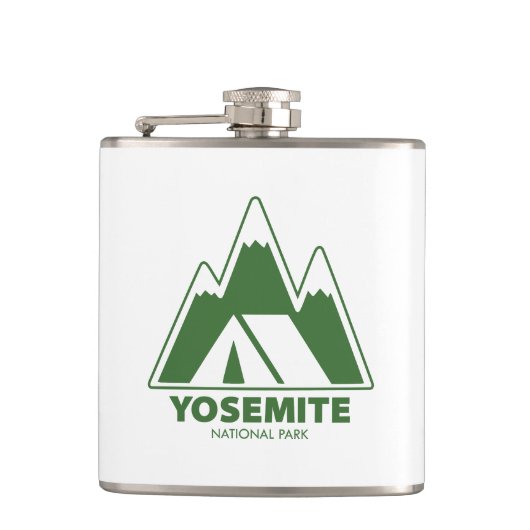 Yosemite National Park Mountains Camping Flachmann (Vorderseite)