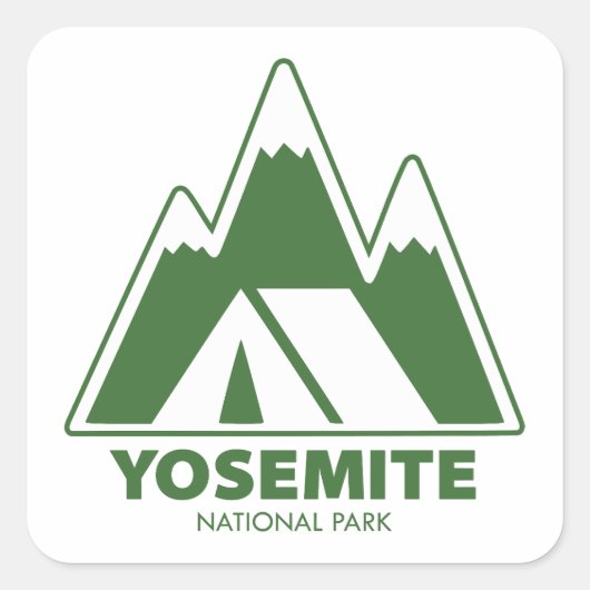 Yosemite National Park Mountains Camping Quadratischer Aufkleber (Vorderseite)