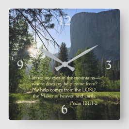 Yosemite National Park Psalm Wall Clock Quadratische Wanduhr