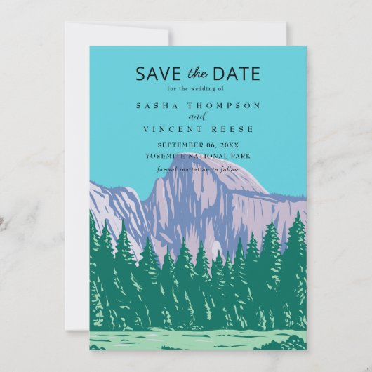 Yosemite National Park Save The Date Retro Einladung (Vorderseite)