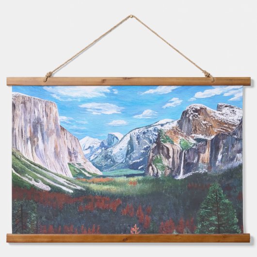 Yosemite National Park Tapestry Painting Wandteppich Mit Holzrahmen (Vorne)
