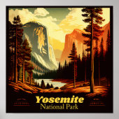 Yosemite National Park Viintage Square Poster (Vorne)