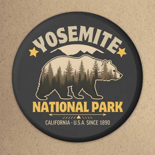 Yosemite National Park Vintage Bear Magnet