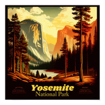 Yosemite National Park Vintage Quadrat