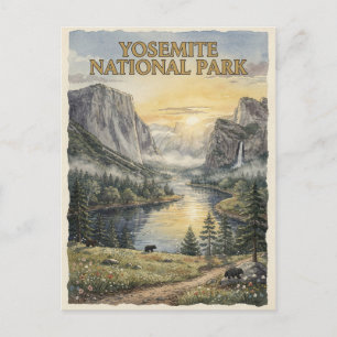 Yosemite National Park Vintage Reise Postkarte