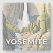 Yosemite National Park | Watercolor Travel Steinuntersetzer (Vorderseite)