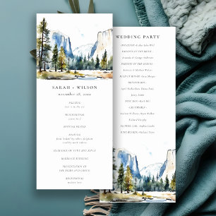 Yosemite National Park Watercolor Wedding Program Einladung