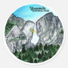 Yosemite Nationalpark Aquarell Runder Aufkleber