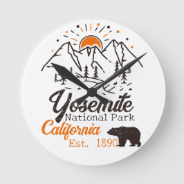 Yosemite Nationalpark Bären Minimalistischer Berg Runde Wanduhr