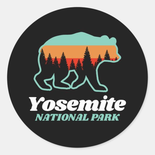 Yosemite Nationalpark Bären Wandern Camping Gesche Runder Aufkleber (Vorderseite)
