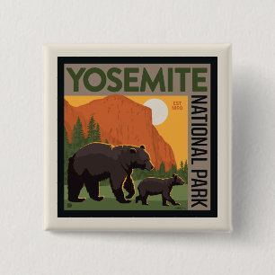 Yosemite-Nationalpark   Bärenfamilie Button