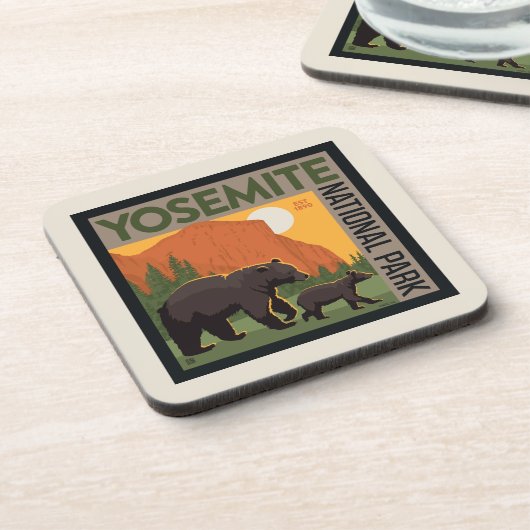 Yosemite-Nationalpark | Bärenfamilie Getränkeuntersetzer (Linke Seite)