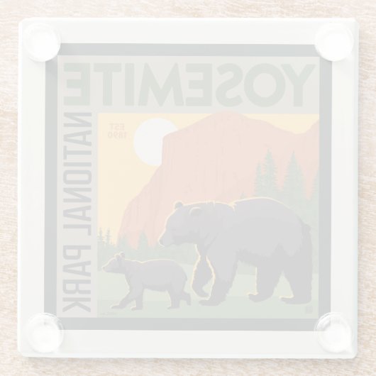 Yosemite-Nationalpark | Bärenfamilie Glasuntersetzer (Rückseite)