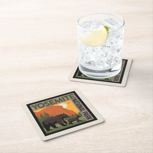 Yosemite-Nationalpark | Bärenfamilie Rechteckiger Pappuntersetzer (Vor Ort)