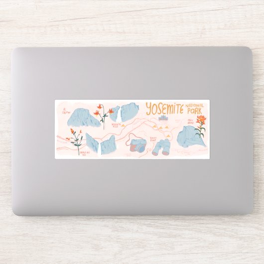 Yosemite Nationalpark California Illustrierte Kart Aufkleber (Computer)