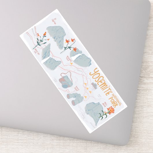 Yosemite Nationalpark California Illustrierte Kart Aufkleber (Detail)