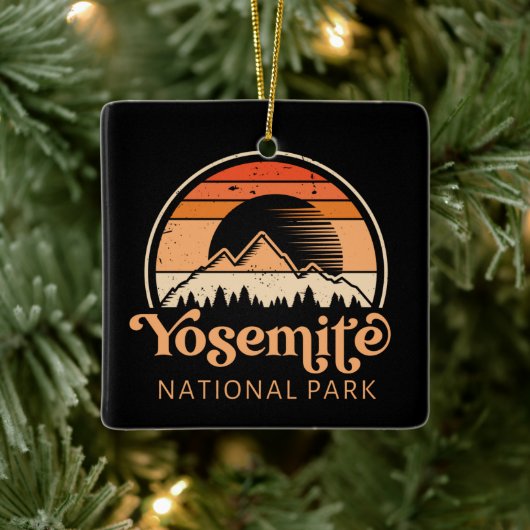 Yosemite Nationalpark California Retro Vintag Keramikornament (Baum)