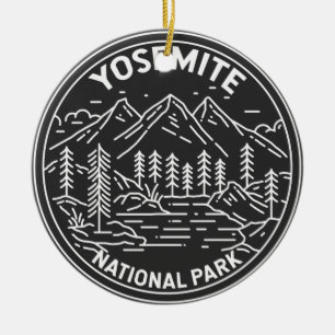 Yosemite Nationalpark California Vintag Monoline Keramik Ornament