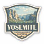 Yosemite Nationalpark Illustration Retro Abzeichen Aufkleber<br><div class="desc">Yosemite Vektorgrafik Design. Der Park ist berühmt für seine riesigen,  alten Sequoia-Bäume und für Tunnel View,  die ikonische Aussicht auf den Turm Bridalveil Fall und die Granitfelsen von El Capitan und Half Dome.</div>