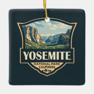 Yosemite Nationalpark Illustration Retro Abzeichen Keramikornament