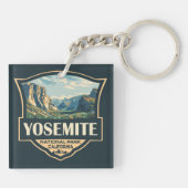 Yosemite Nationalpark Illustration Retro Abzeichen Schlüsselanhänger (Rückseite)