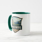Yosemite Nationalpark Illustration Retro Abzeichen Tasse (Vorderseite Links)