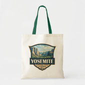 Yosemite Nationalpark Illustration Retro Abzeichen Tragetasche (Vorne)