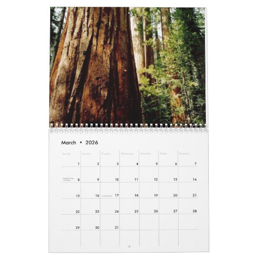 Yosemite-Nationalpark Kalender (Mär 2026)