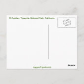 Yosemite Nationalpark, Kalifornien Postkarte (Rückseite)