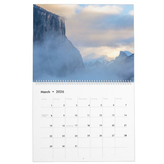 Yosemite Nationalpark Landscapes Kalender (Mär 2026)
