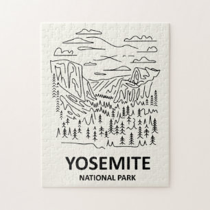 Yosemite-Nationalpark-Linienkunst Puzzle