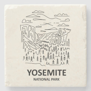 Yosemite-Nationalpark-Linienkunst Steinuntersetzer