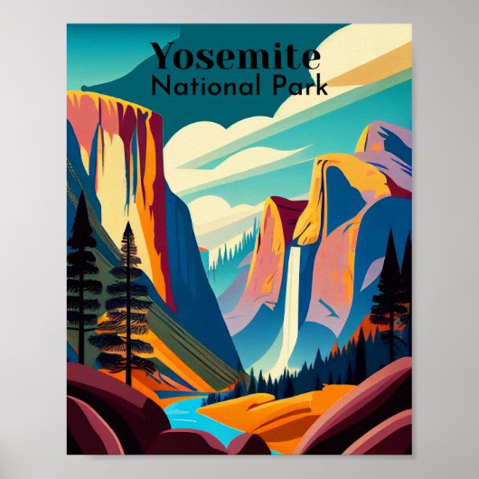 Yosemite Nationalpark Minimalistische Kunst Poster (Vorne)