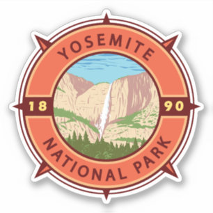 Yosemite Nationalpark Retro Kompass Emblem Aufkleber