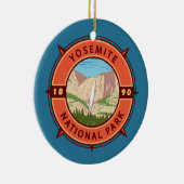 Yosemite Nationalpark Retro Kompass Emblem Keramik Ornament (Rechts)