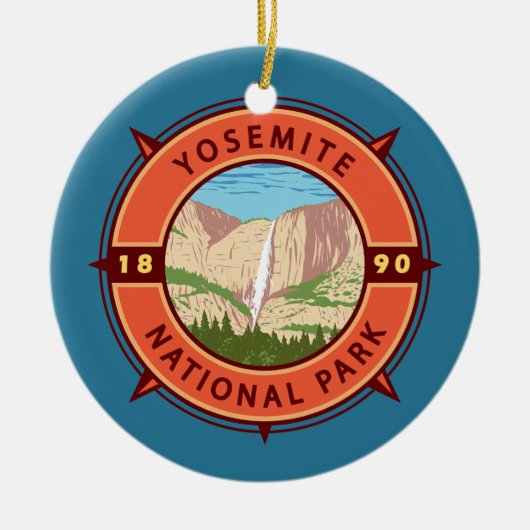 Yosemite Nationalpark Retro Kompass Emblem Keramik Ornament (Vorne)