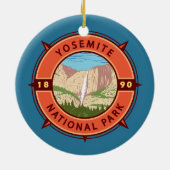 Yosemite Nationalpark Retro Kompass Emblem Keramik Ornament (Hinten)