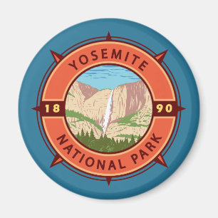Yosemite Nationalpark Retro Kompass Emblem Magnet