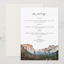 YOSEMITE Nationalpark Skyline Wasserfarbenhochzeit Menükarte