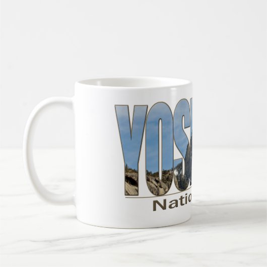Yosemite Nationalpark Text mit halber Haube Kaffeetasse (Links)