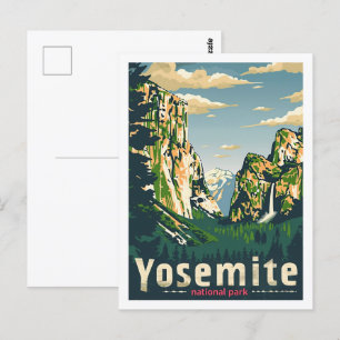 Yosemite Nationalpark Vintag Berühmter Reiseort Postkarte