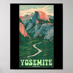 Yosemite-Nationalpark Vintage Half-Dome, Wandern T Poster