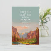 Yosemite Nationalpark Vintage Hochzeit Einladung (Stehend Vorderseite)