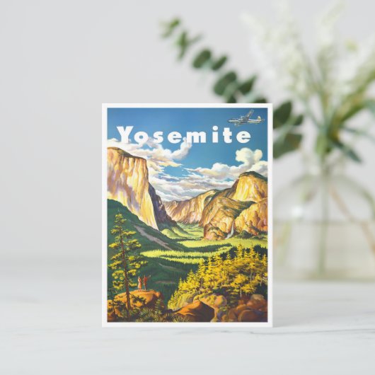 Yosemite Nationalpark Vintage Reise Postkarte (Stehend Vorderseite)