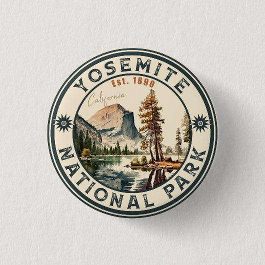 Yosemite Nationalpark Vintages Gebirge Button (Vorderseite)