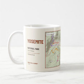 Yosemite-Nationalpark-Wanderwegkarte-Mug Kaffeetasse