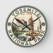 Yosemite Nationalpark Wasserfarbe Halbdunkel Vinta Runde Wanduhr (Vorderseite)