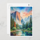 Yosemite Nationalpark Wasserfarben Malerei Postkarte (Vorne/Hinten)